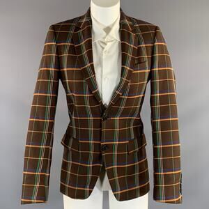 WALTER VAN BEIRENDONCK FW21 Brown Plaid Sport Coat Size 38